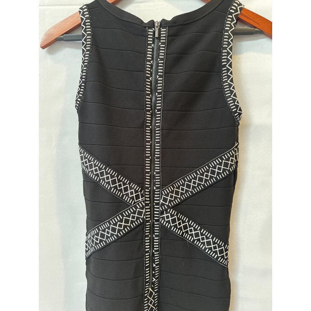 Bebe M Slim Fit Stretchy Black Dress with black and white design tank dress - Picture 4 of 6